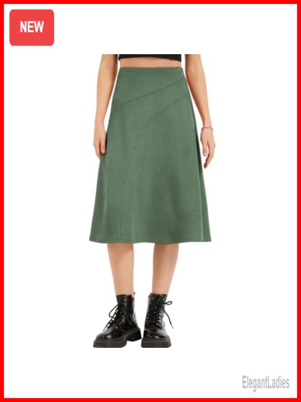 Faux Suede High Waist A-Line Midi Skirt Western Cowgirl